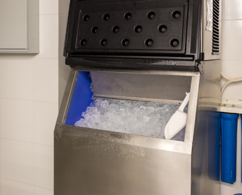 Front view of an ice dispenser