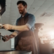 Barista using coffee machine