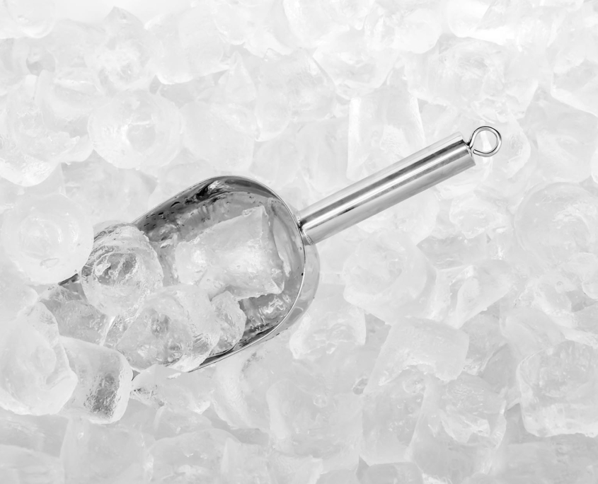 Pile of ice with scoop
