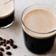 Frothy Cold Brew Nitro Coffee with Beans Ready to Drink.