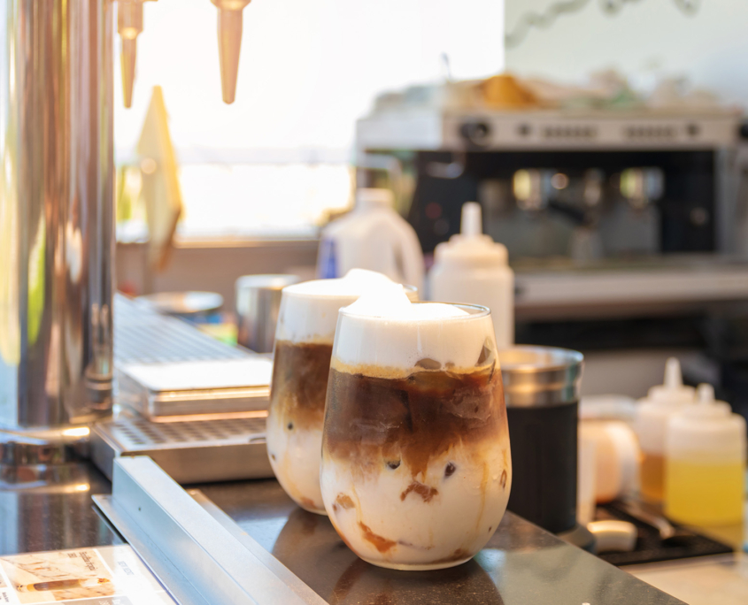 Cold coffee drinks at coffee shop